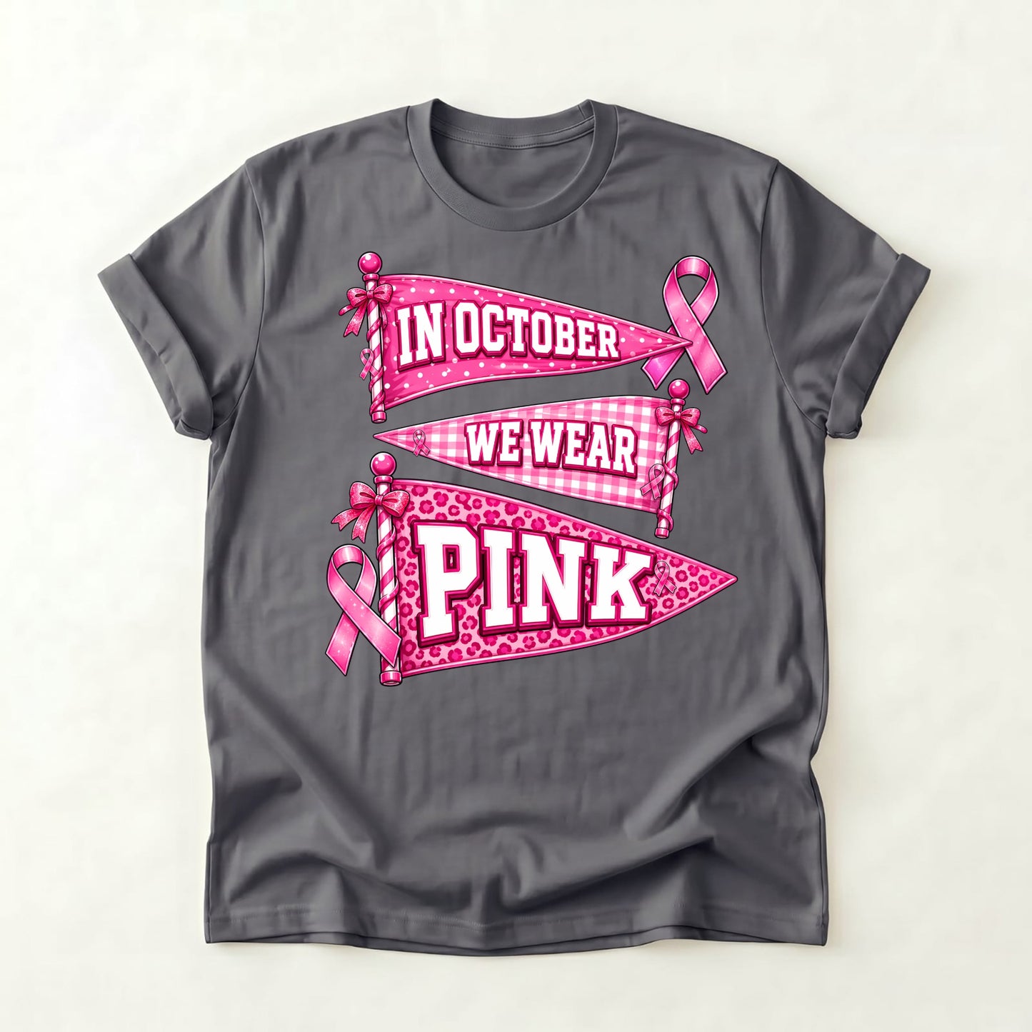 In October We Wear Pink Flag Shirt