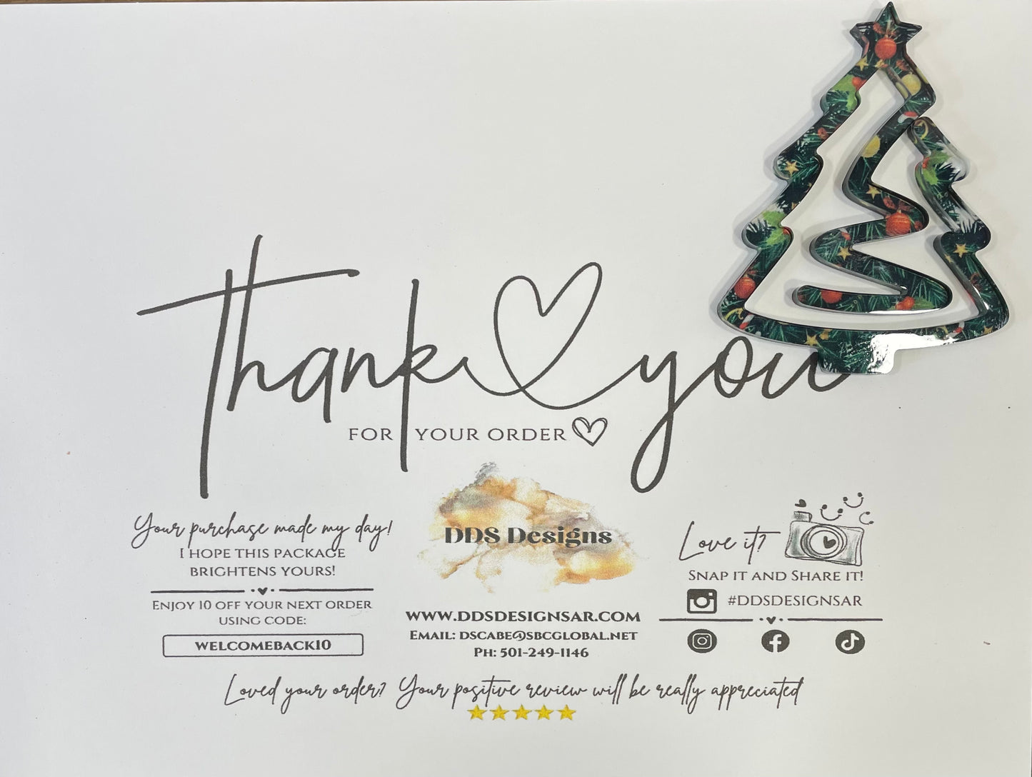 Single Jumbo Christmas Tree Print Paper Clip/Bookmark