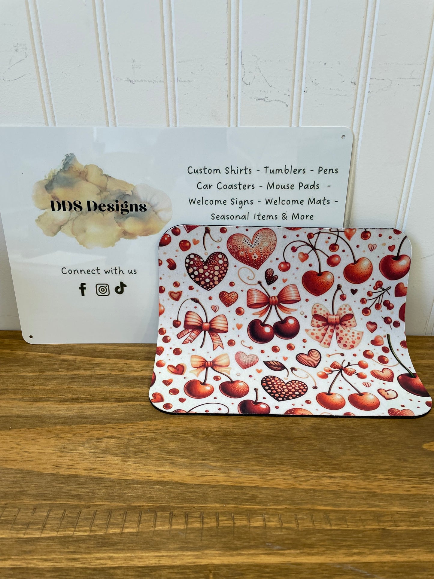 Valentine Cherry and Hearts Mouse Pad
