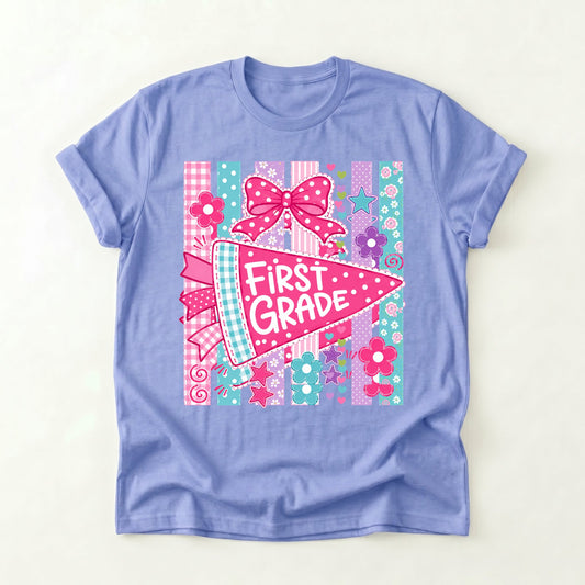 Striped Floral Flag First Grade Shirt