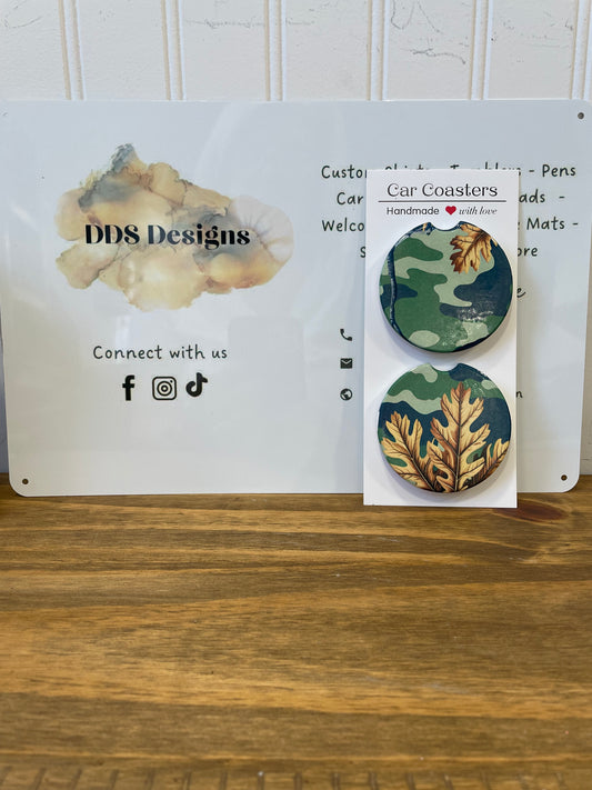 Camo Ceramic Car Coasters (Set of 2) (RTS)