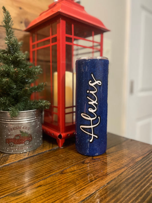 Navy Blue Customized “Alexis” 20 oz Straight Tumbler (RTS)