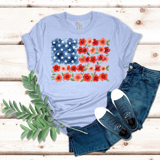Poppy American Flag Floral Shirt