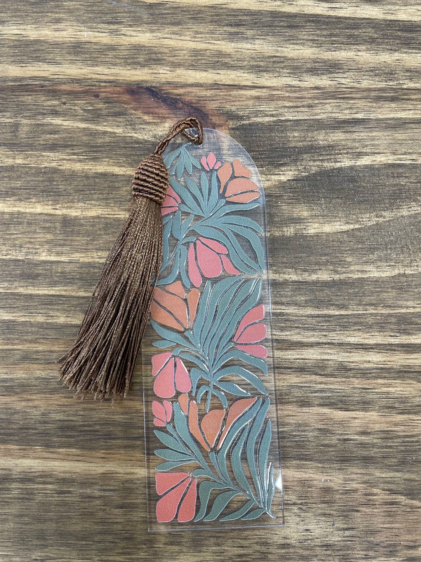 Acrylic Bookmark Neutral Tropical Floral