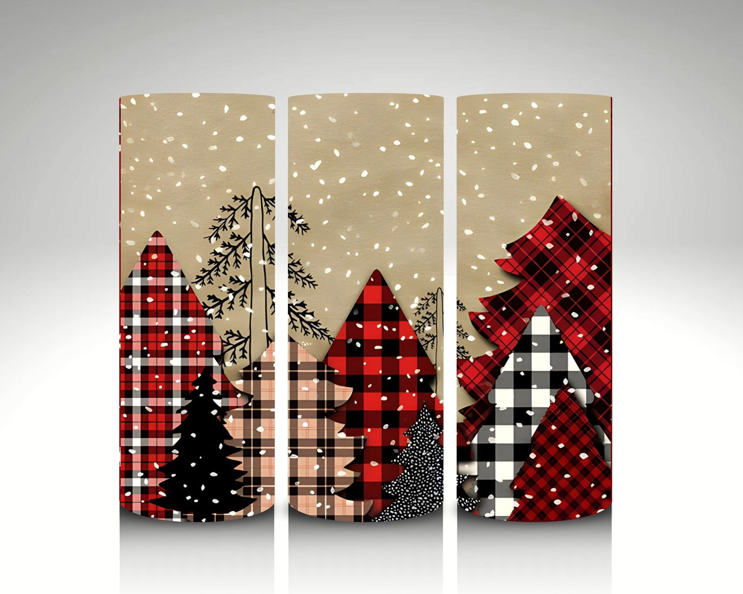 Buffalo Plaid Trees 20 oz Straight Tumbler (RTS)