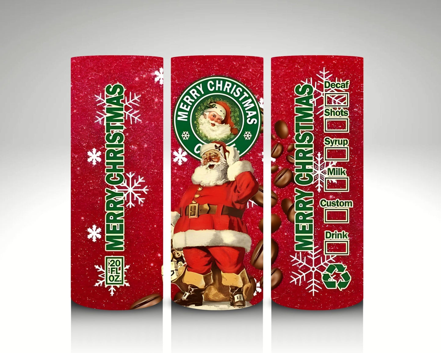 Santa Coffee 20 oz Straight Tumbler (RTS)