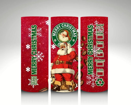 Santa Coffee 20 oz Straight Tumbler (RTS)