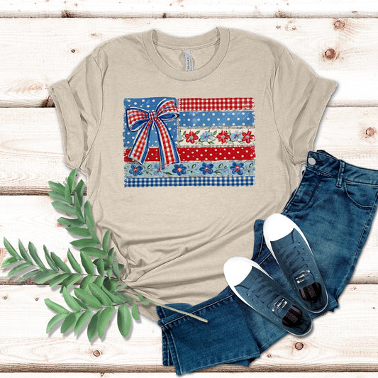 Patchwork American Flag Shirt
