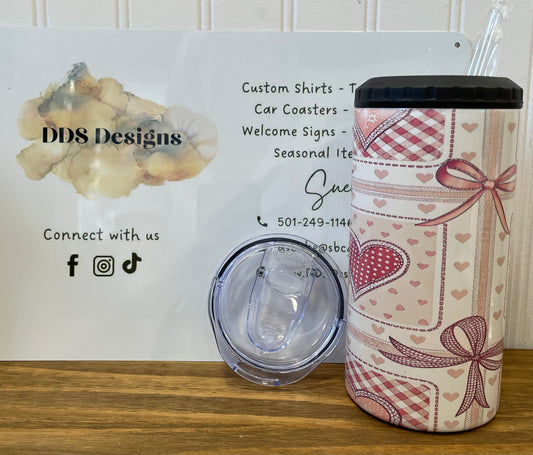 Heart and Bow Patchwork 4-in-1 koozie/tumbler