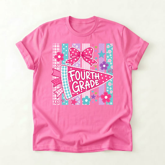 Striped Floral Flag Fourth Grade Shirt (Copy 2)