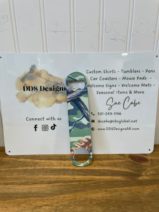 Camo Stainless Steel Flat Beer Bottle Opener (RTS)