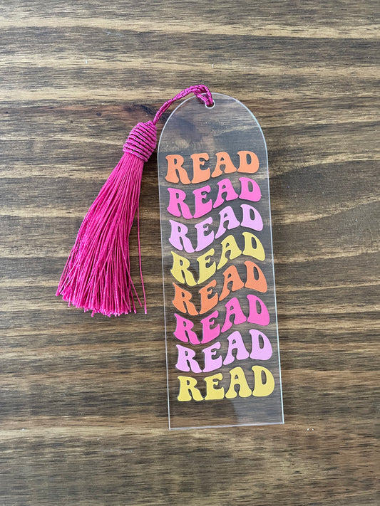 Acrylic Bookmark Pink, Yellow and Orange Wavy Read