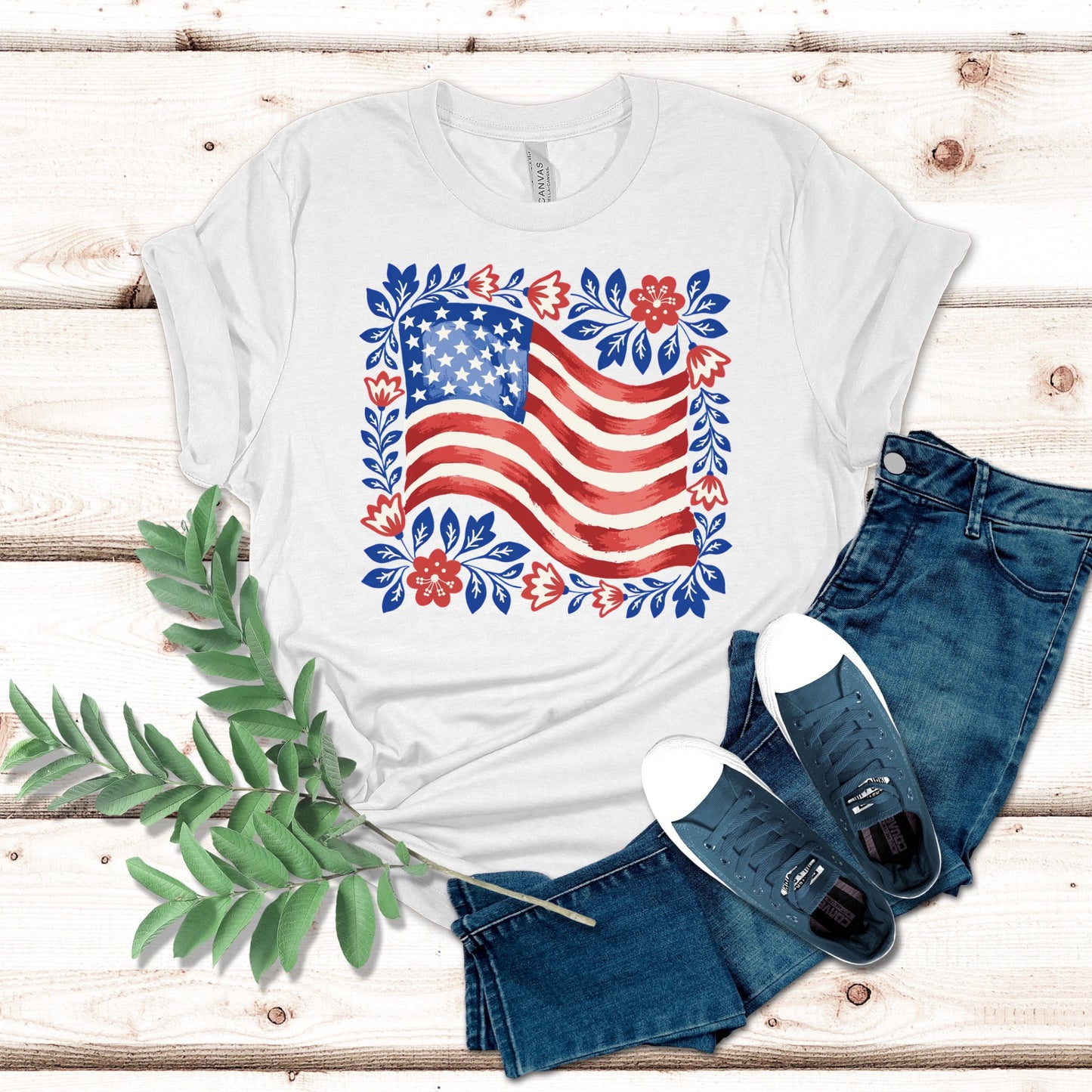 Floral American Flag Shirt