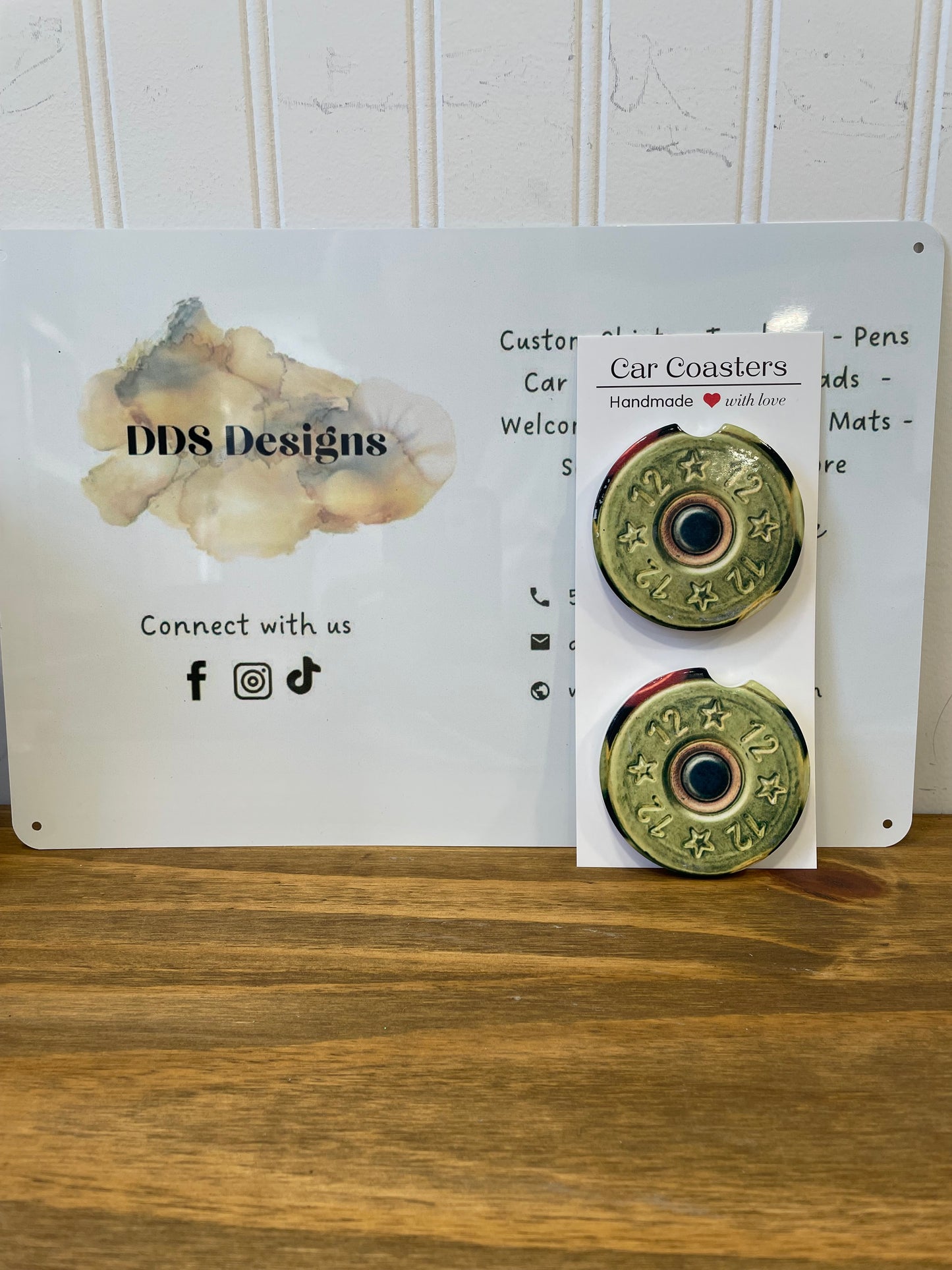 Shotgun Shell Ceramic Car Coasters (Set of 2) (RTS)