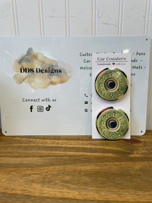 Shotgun Shell Ceramic Car Coasters (Set of 2) (RTS)