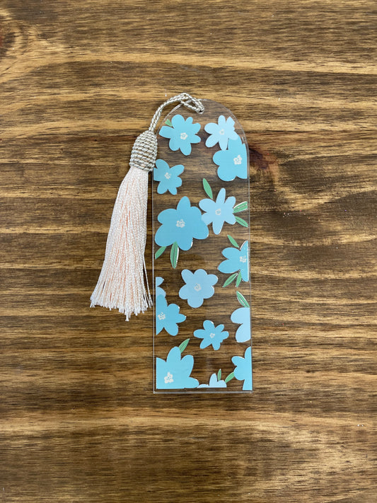 Acrylic Bookmark Blue Floral