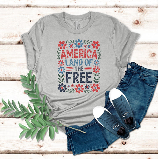 Floral America Land of the Free Shirt