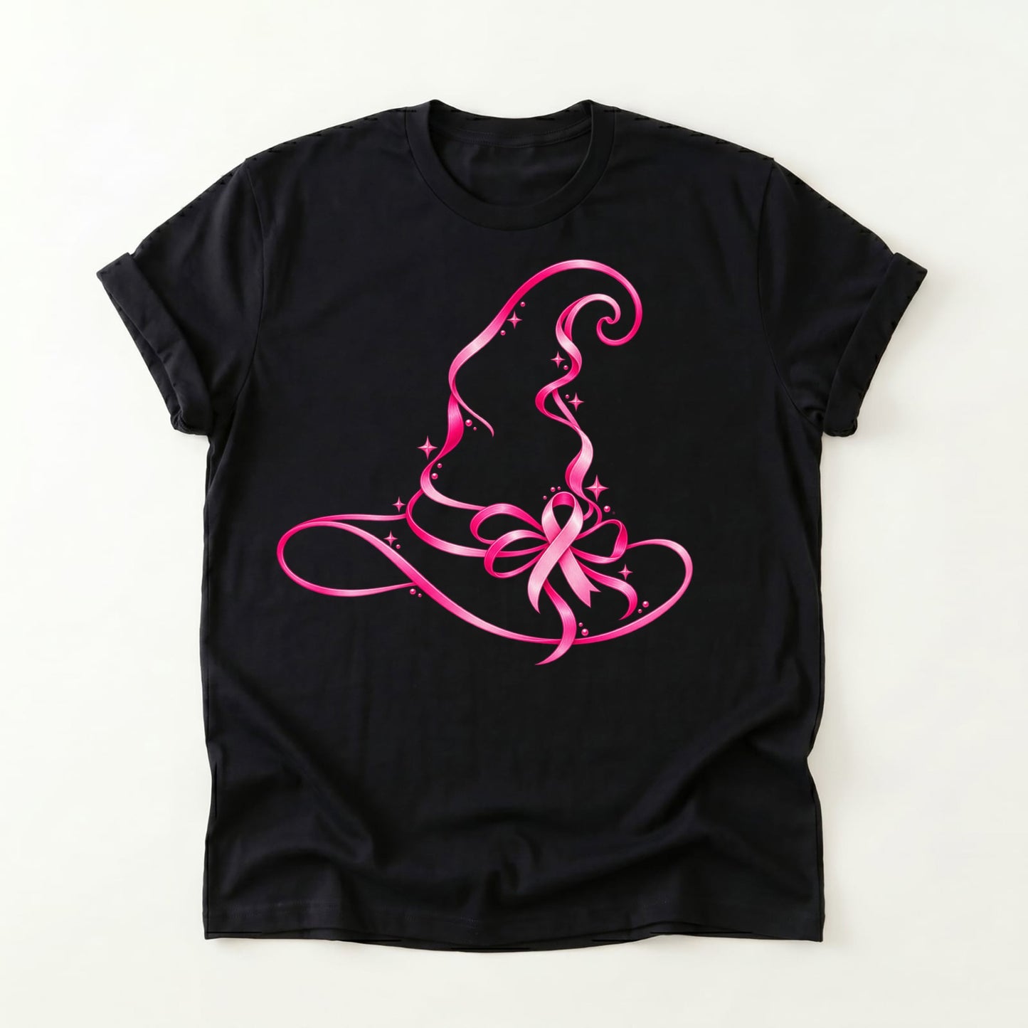 Pink Witches Hat Breast Cancer Awareness Shirt (Solid or Outline)