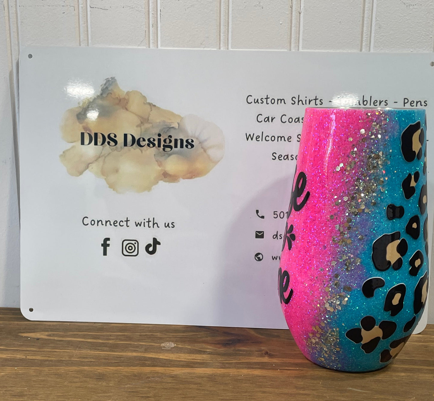 Rise and Wine Leopard Glitter Tumbler (Ready to Ship)