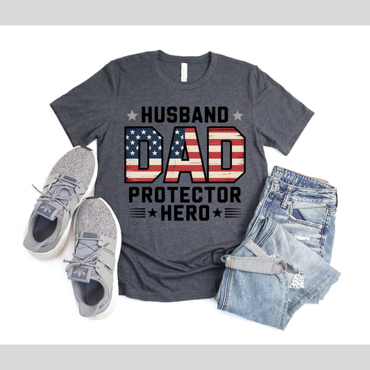 Husband Dad Protector Hero T Shirt