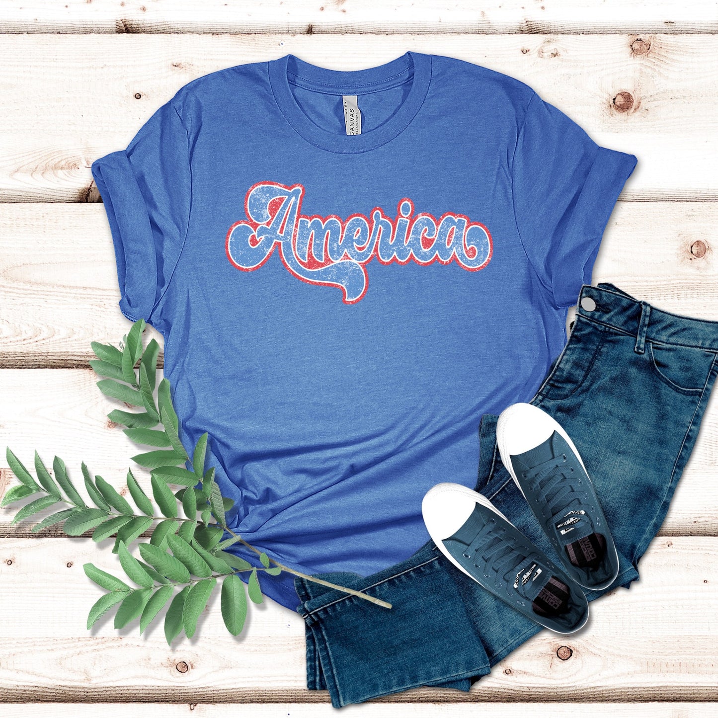 Distressed Red White Blue America Shirt