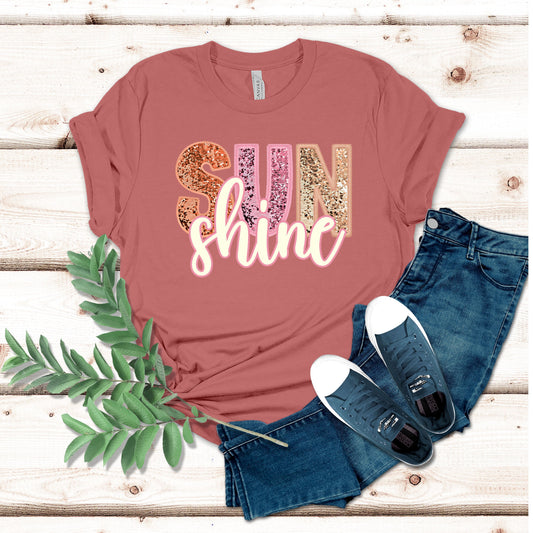 Faux Glitter Sun Shine Shirt