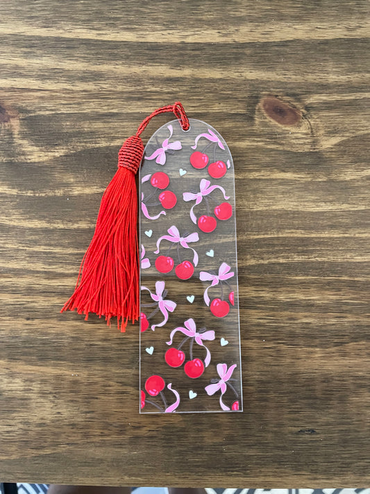 Acrylic Bookmark Cherry and Pink Bows
