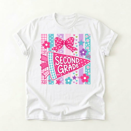 Striped Floral Flag Second Grade Shirt