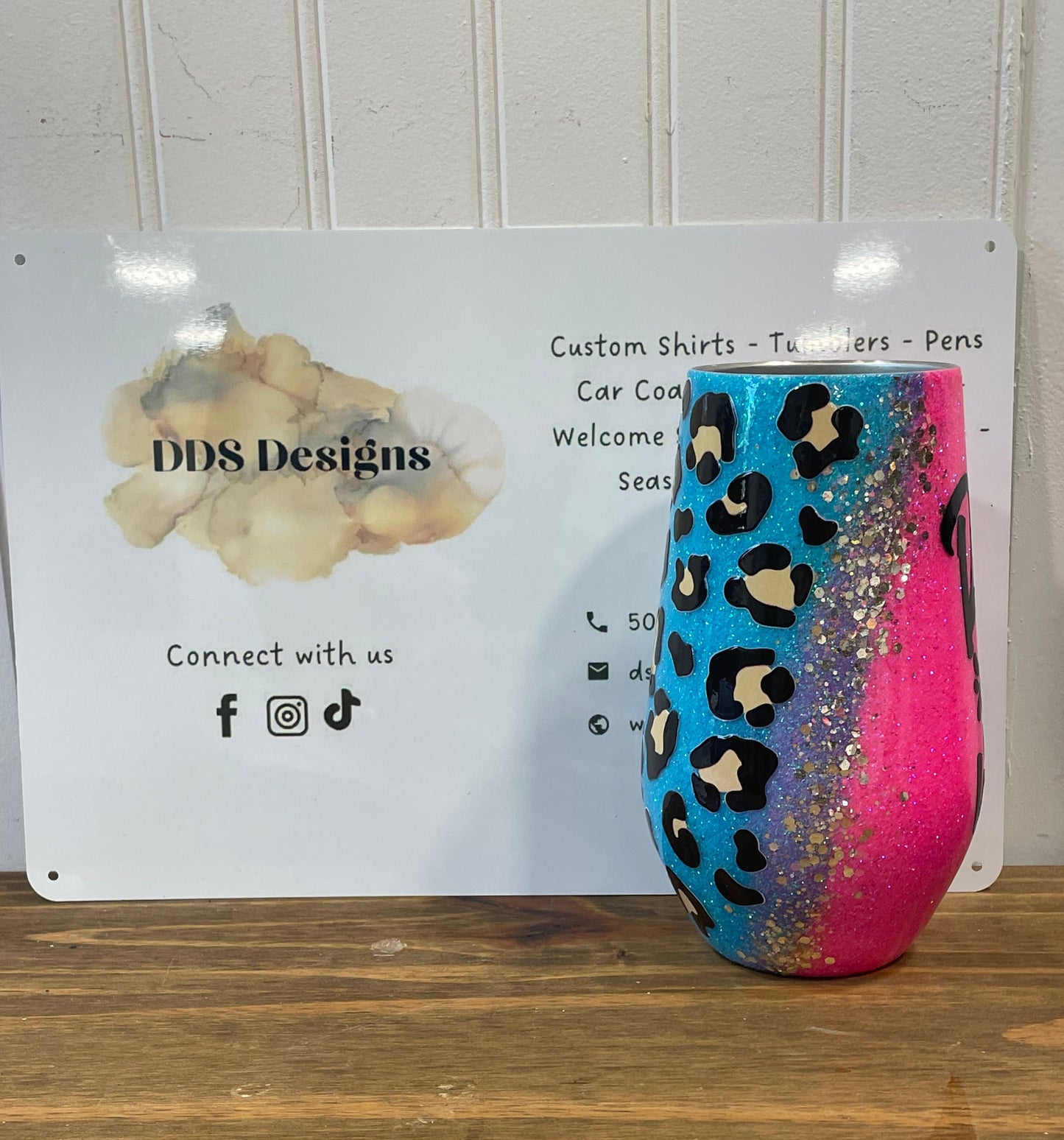 Rise and Wine Leopard Glitter Tumbler (Ready to Ship)