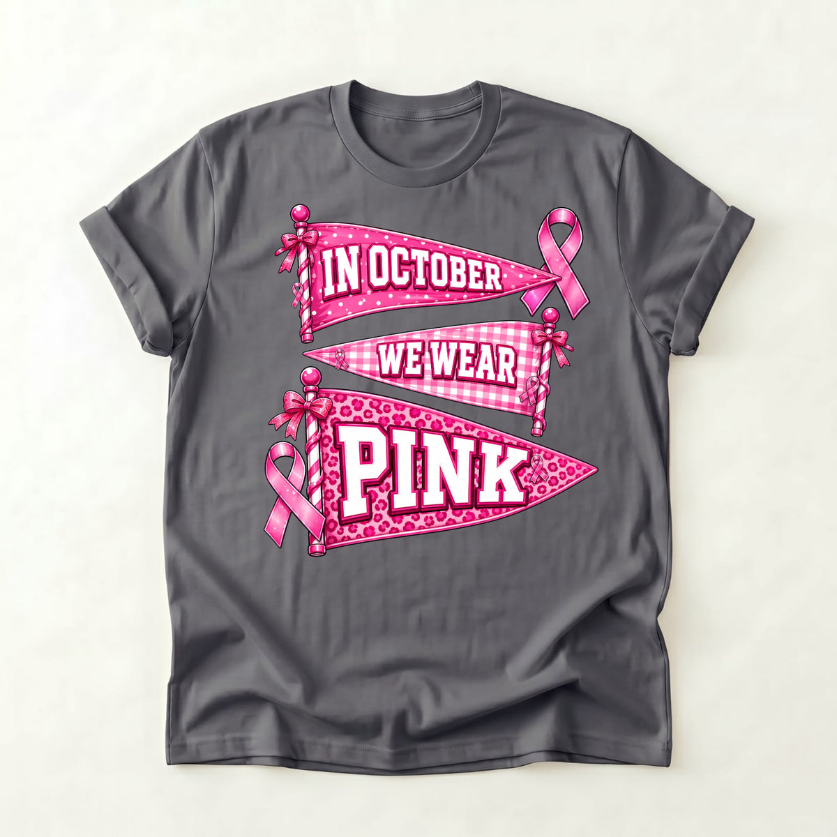 In October We Wear Pink Flag Shirt