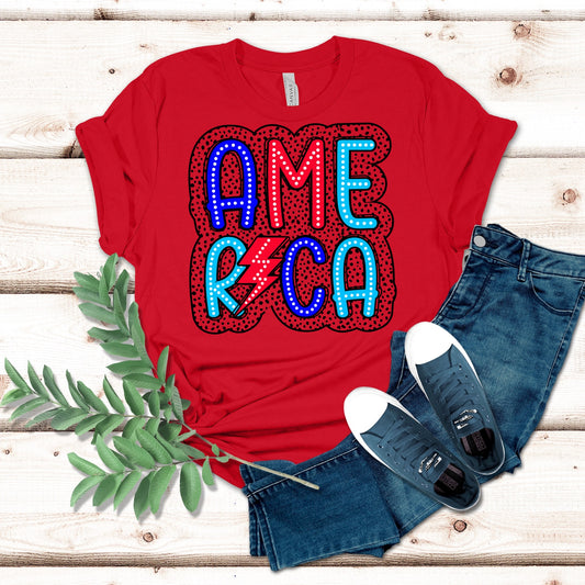 Polka Dot Lightening Bolt America Shirt