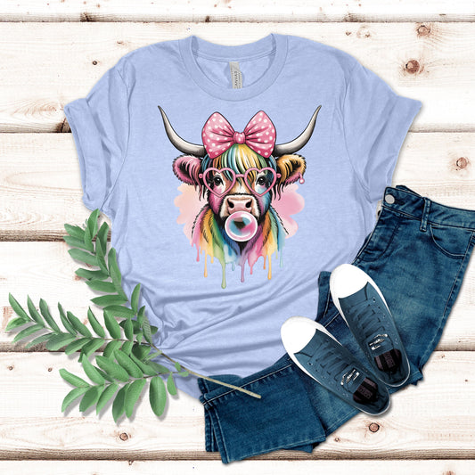 Bubblegum Summer Highland Cow Shirt