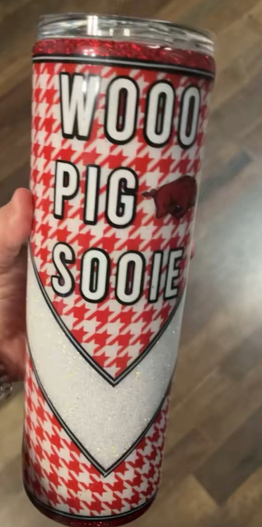 20 oz Woo Pig Glitter Stainless Steel Tumbler