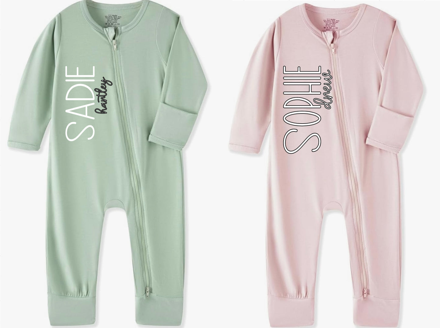 Custom Baby zipper pj - not footed