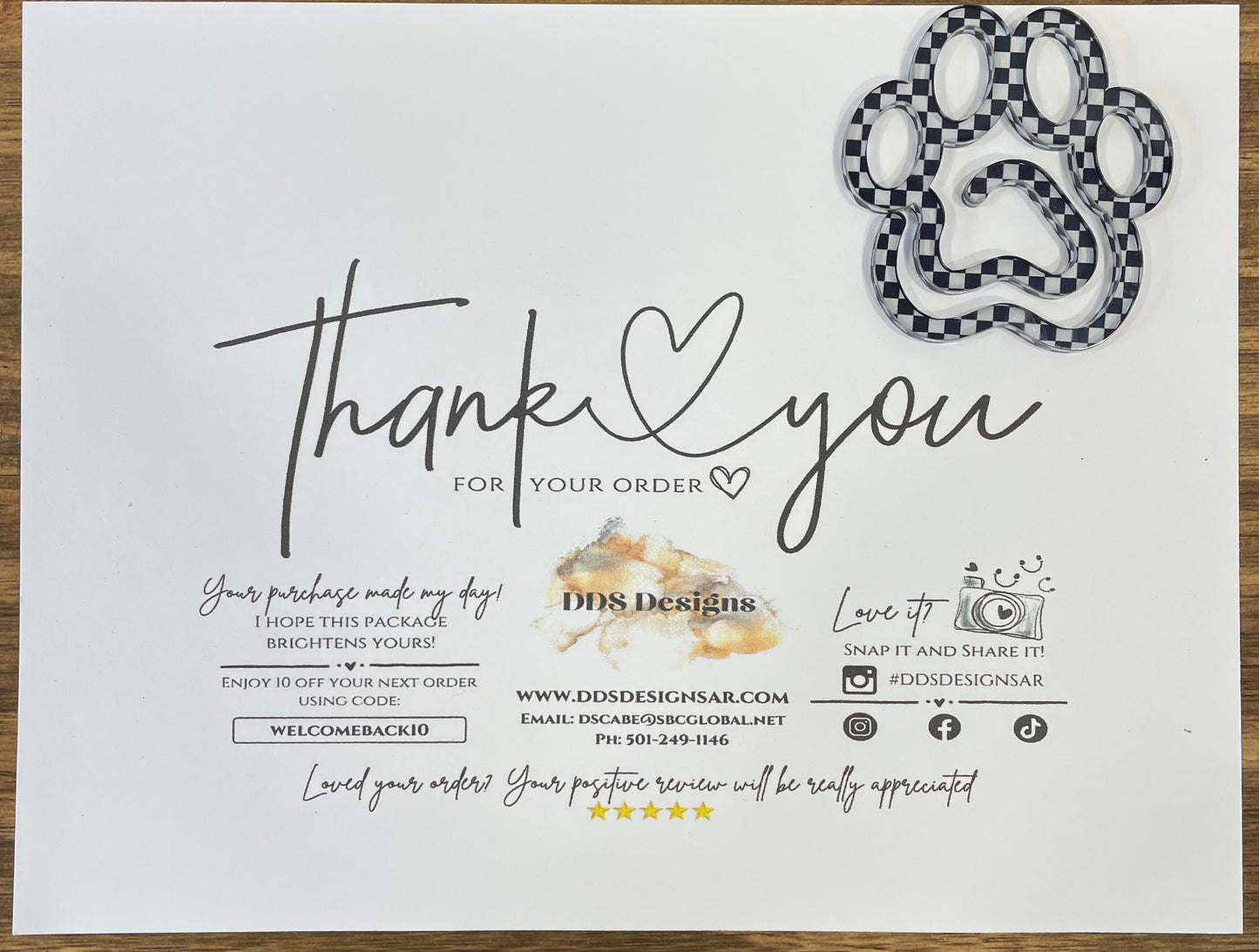 Single Jumbo Paw Print Paper Clip/Bookmark