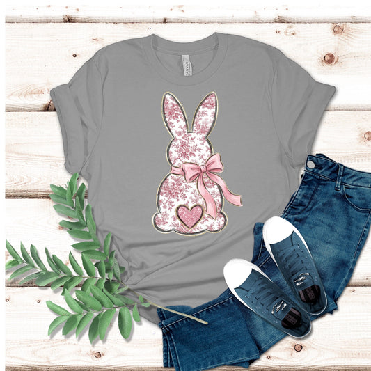 Pink Floral Coquette Easter Bunny Shirt