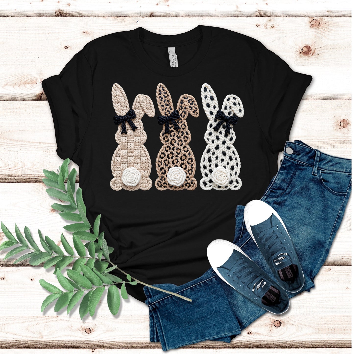 Retro Faux Crochet Easter Bunnies Easter Shirt
