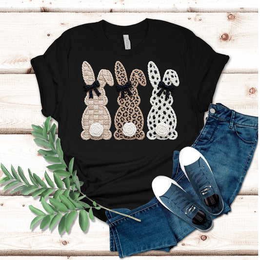 Retro Faux Crochet Easter Bunnies Easter Shirt
