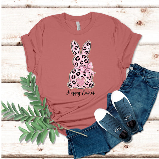 Pink Leopard Easter Bunny Easter Shirt