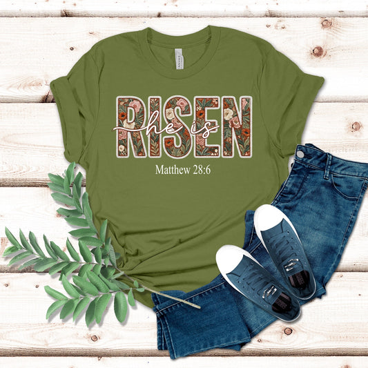 He Is Risen Floral Easter Shirt