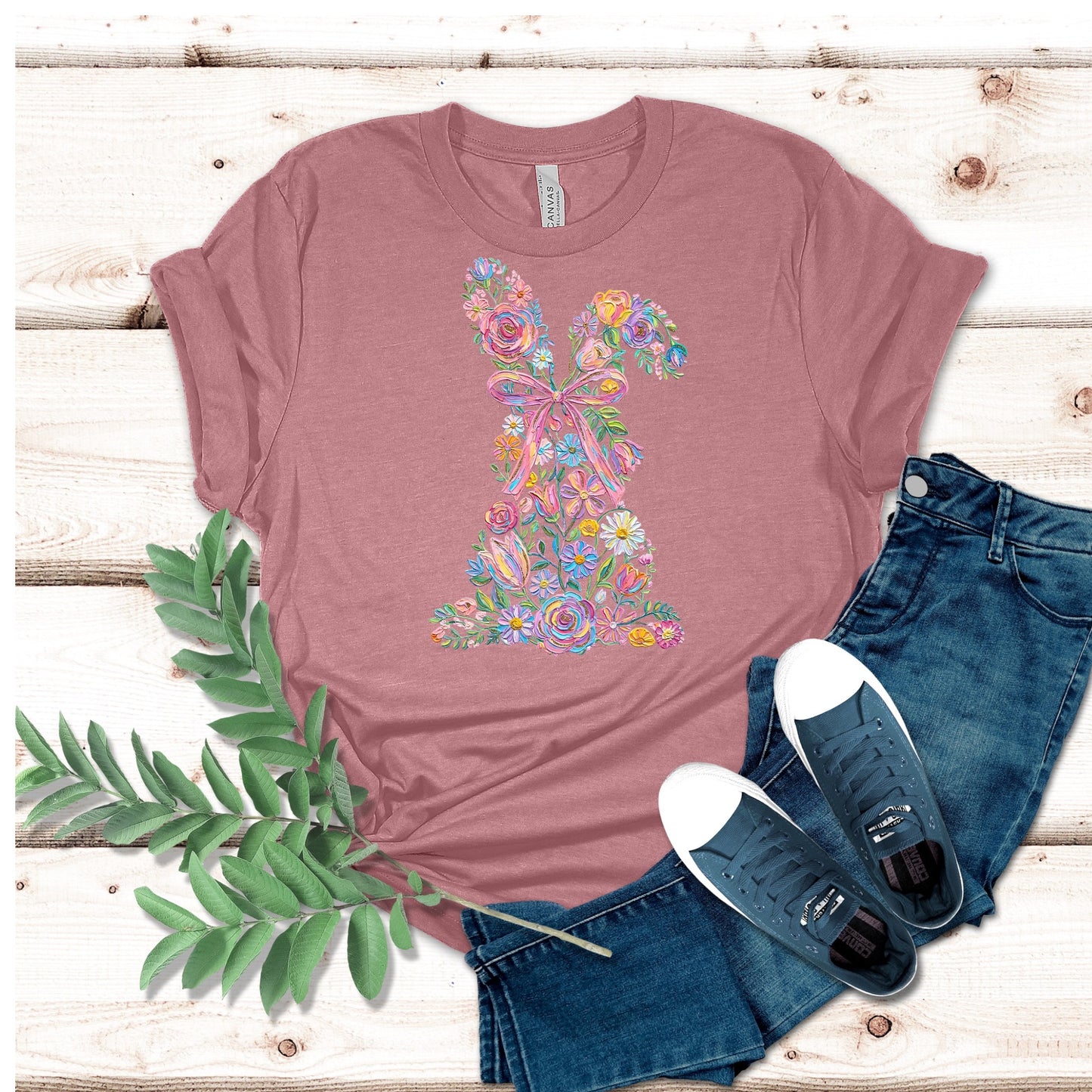 Brushstroke Floral Bunny Easter Shirt