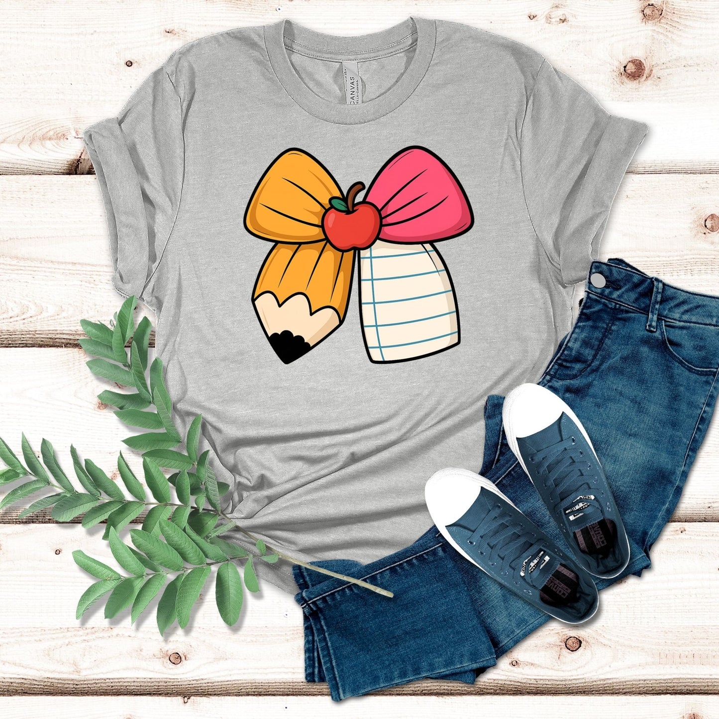Teacher Pencil Paper Bow Shirt