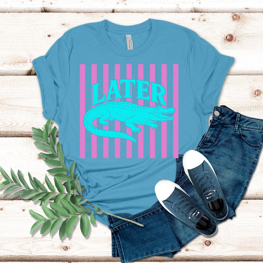 Teal Pink Later Gator Shirt