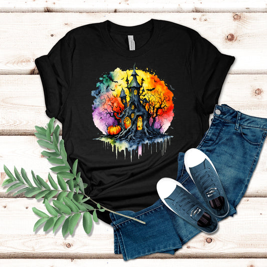 Rainbow Spooky House Halloween Shirt