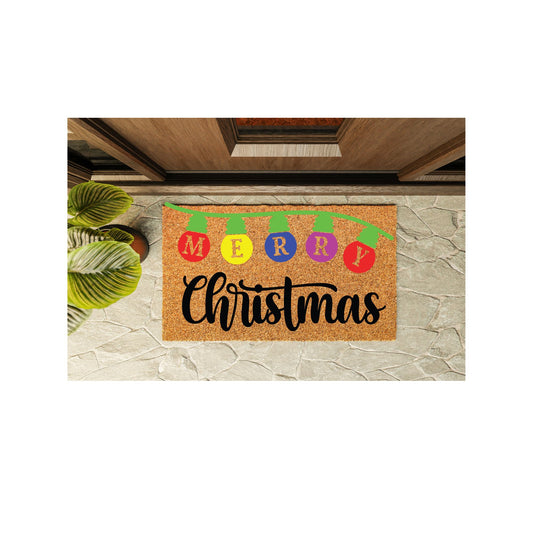 Merry Christmas Lights Welcome Mat